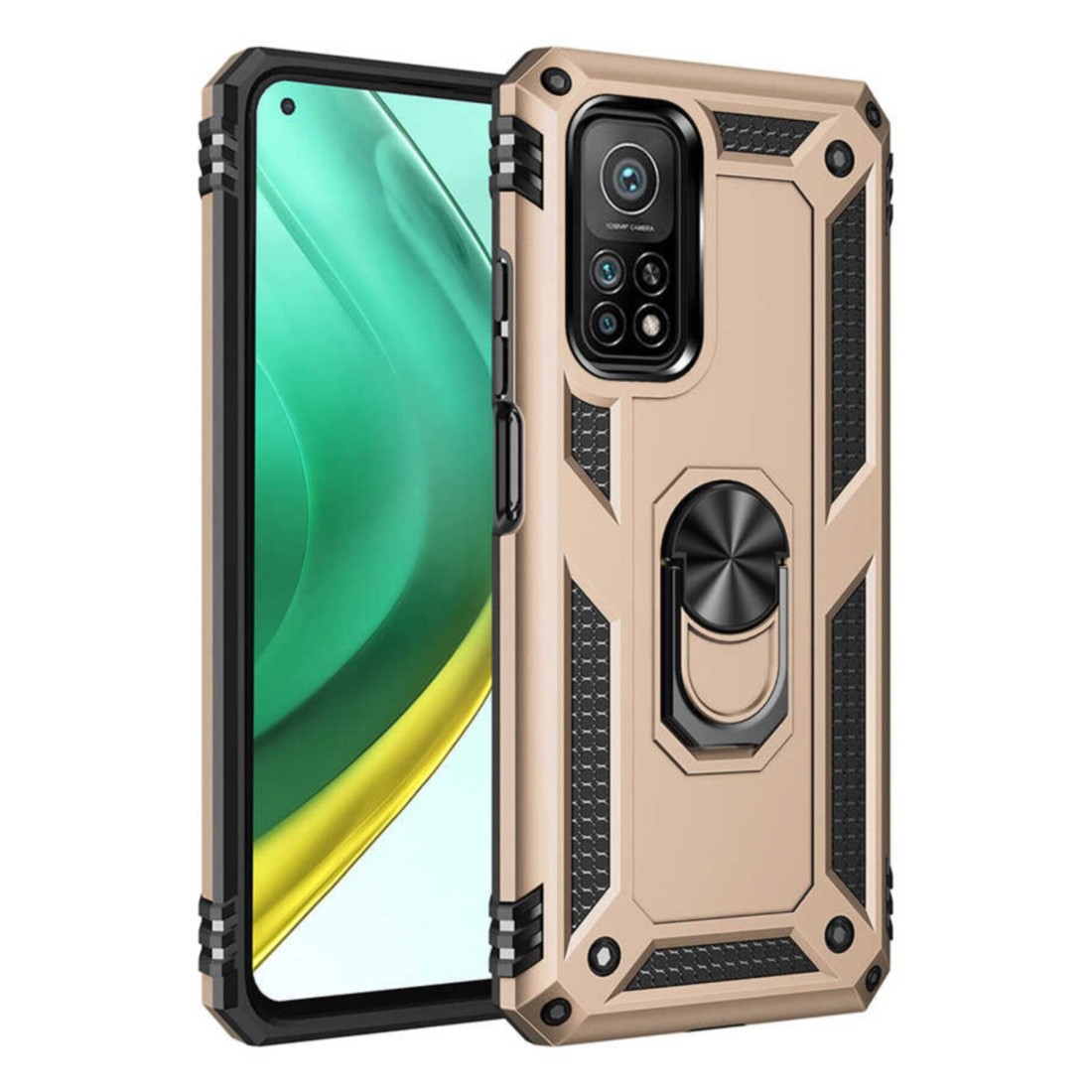  Xiaomi Mi 10T Pro Kılıf Sofya Yüzüklü Silikon Kapak - Gold