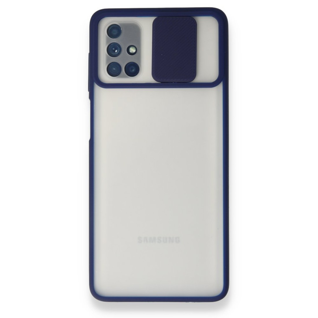  Samsung Galaxy M51 Kılıf Palm Buzlu Kamera Sürgülü Silikon - Lacivert