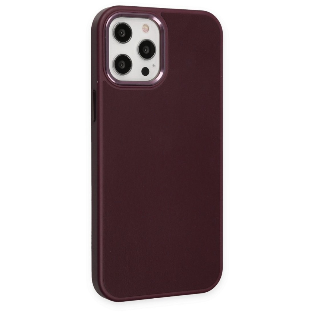 iPhone 12 Pro Kılıf Asya Deri Silikon - Mürdüm iPhone 12 Pro Kılıf Asya Deri Silikon - Mürdüm