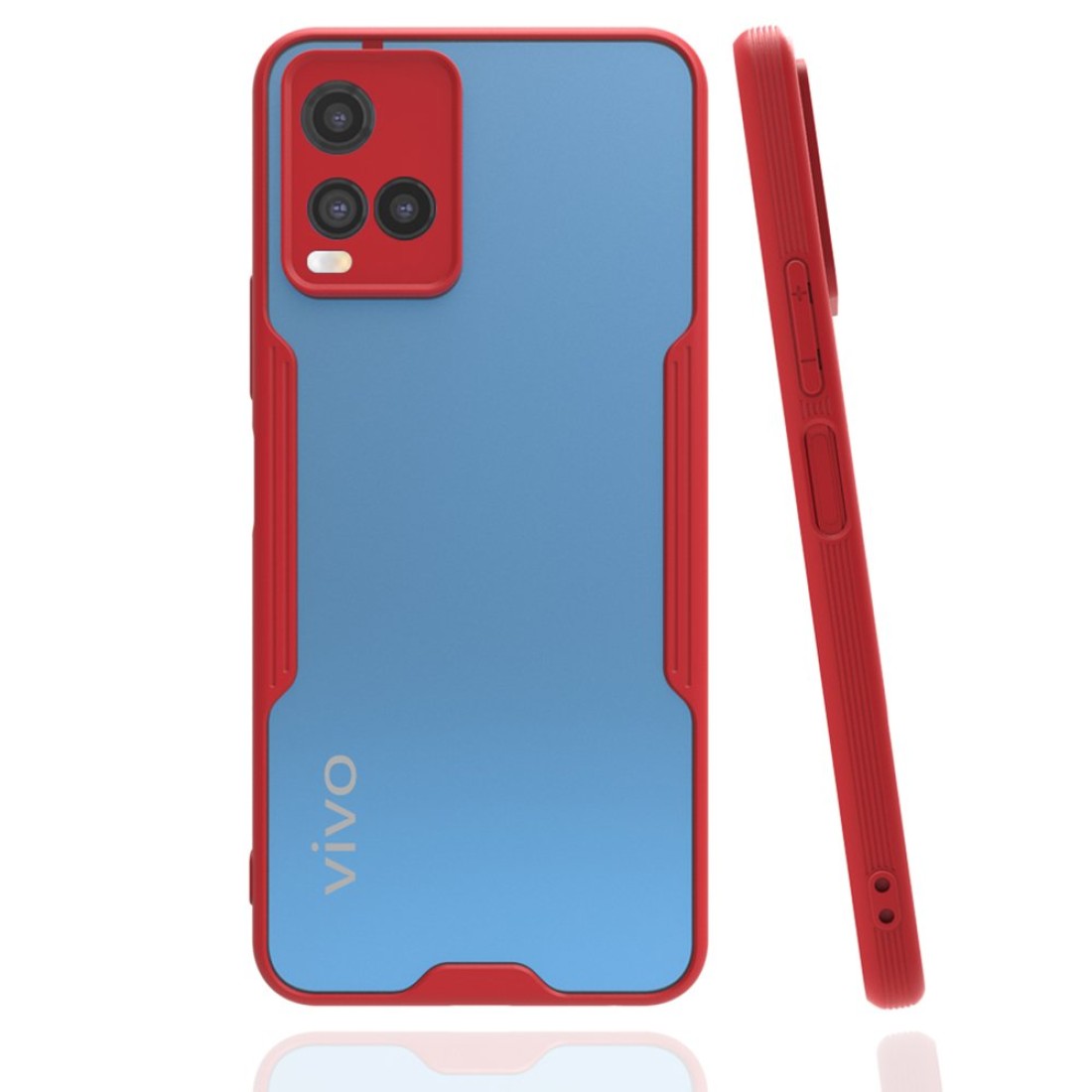  Vivo Y21S Kılıf Platin Silikon - Kırmızı