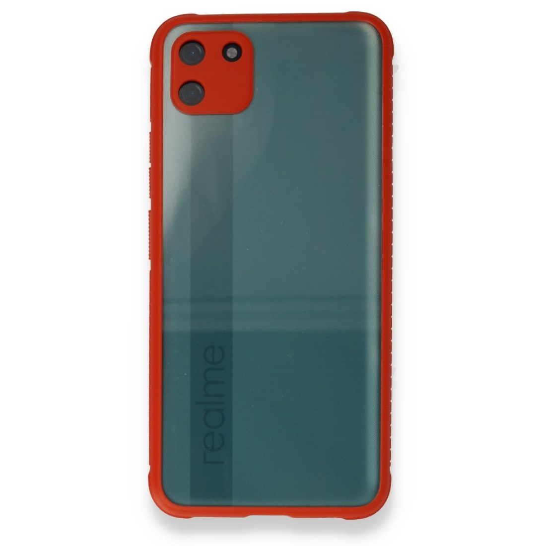  Realme C11 Kılıf Miami Şeffaf Silikon - Kırmızı
