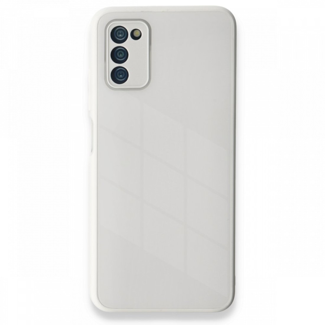  Samsung Galaxy A03S Kılıf Glass Kapak - Beyaz