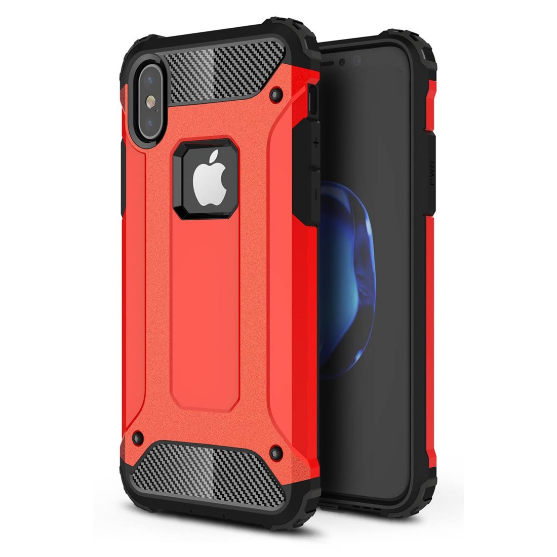  iPhone X Kılıf Tank Silikon Kapak - Kırmızı