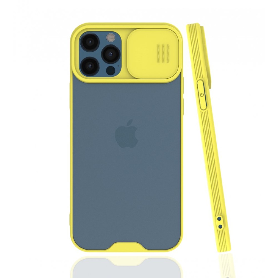  iPhone 12 Pro Kılıf Platin Kamera Koruma Silikon - Sarı