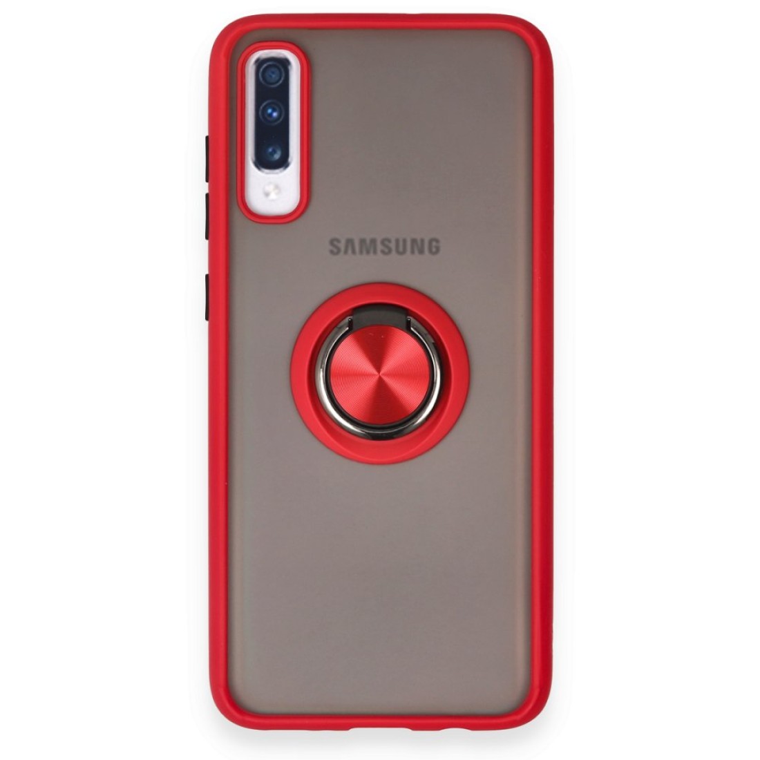  Samsung Galaxy A70 Kılıf Montreal Yüzüklü Silikon Kapak - Kırmızı