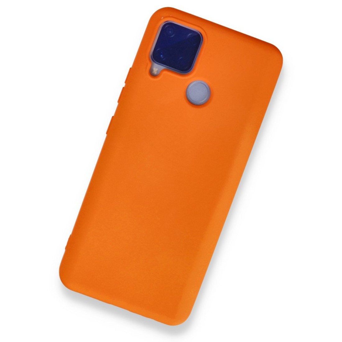  Realme C15 Kılıf Nano içi Kadife Silikon - Turuncu