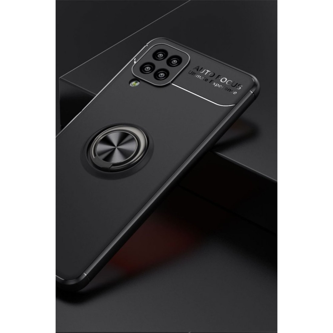  Samsung Galaxy A12 Kılıf Range Yüzüklü Silikon - Siyah