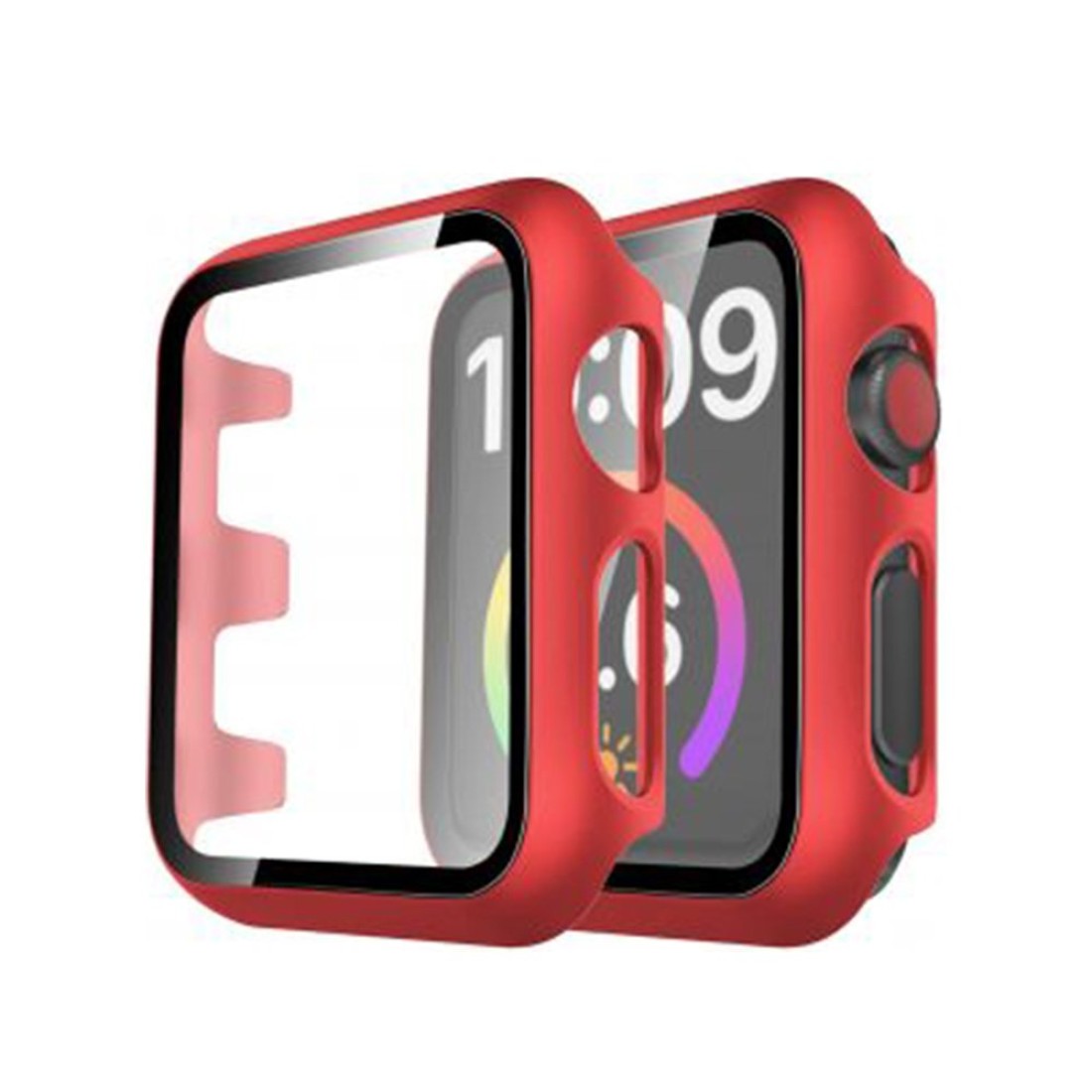  Apple Watch 38mm Camlı Kasa Ekran Koruyucu - Kırmızı