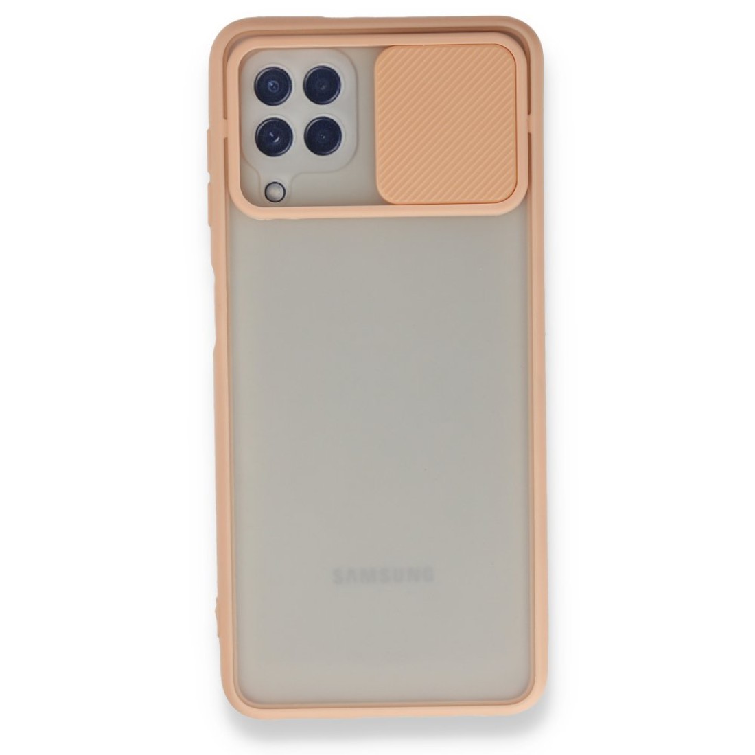  Samsung Galaxy M32 Kılıf Palm Buzlu Kamera Sürgülü Silikon - Pembe