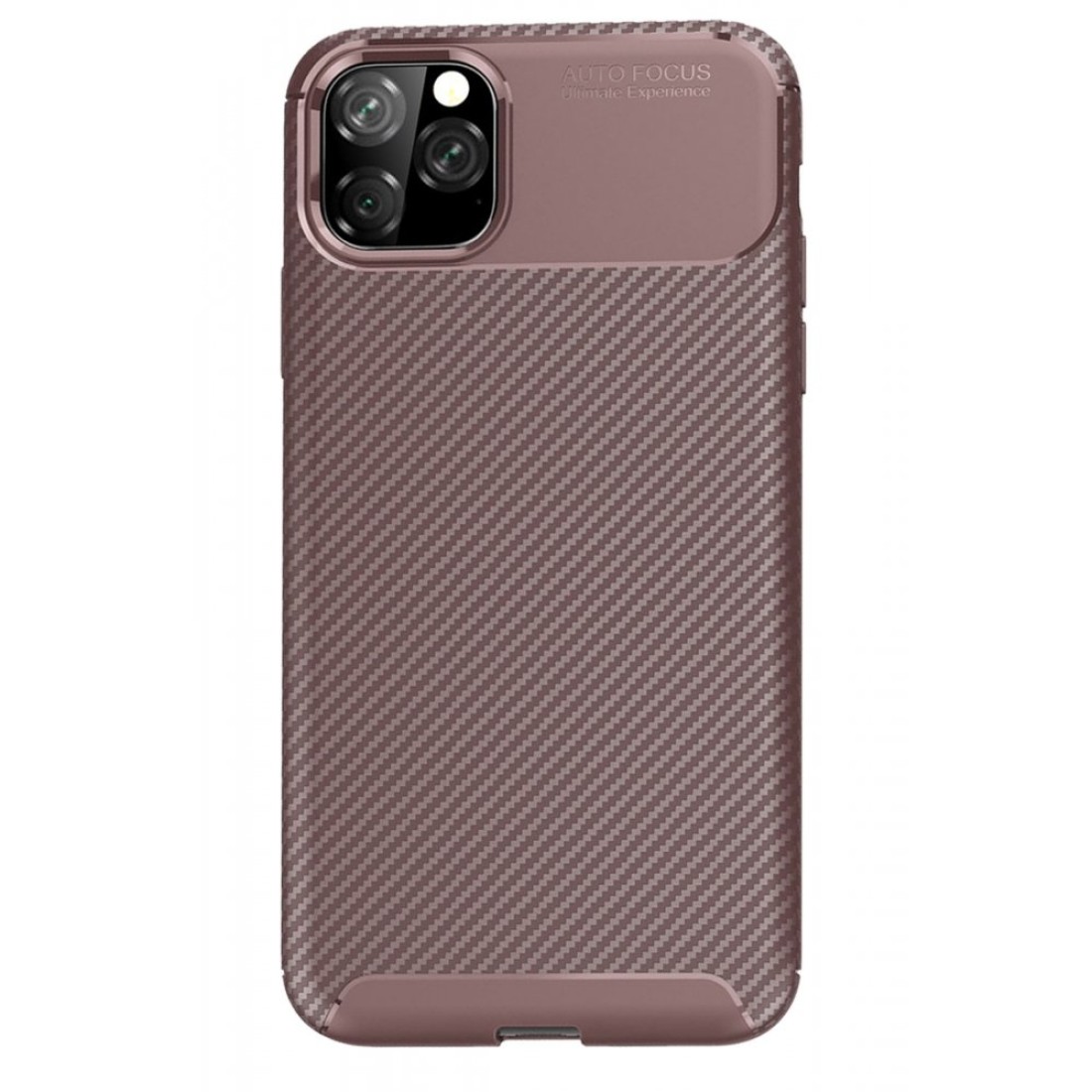  iPhone 11 Pro Kılıf Auto Focus Karbon Kapak - Kahverengi