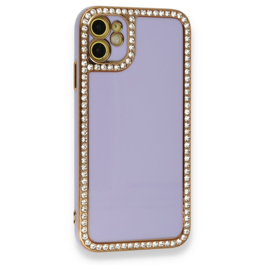  iPhone 12 Kılıf Solo Taşlı Silikon - Lila