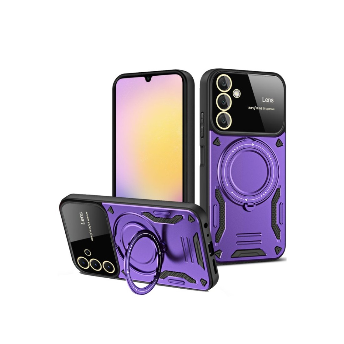  Samsung Galaxy A15 4G Kılıf Joy Lens Standlı Kapak - Mor
