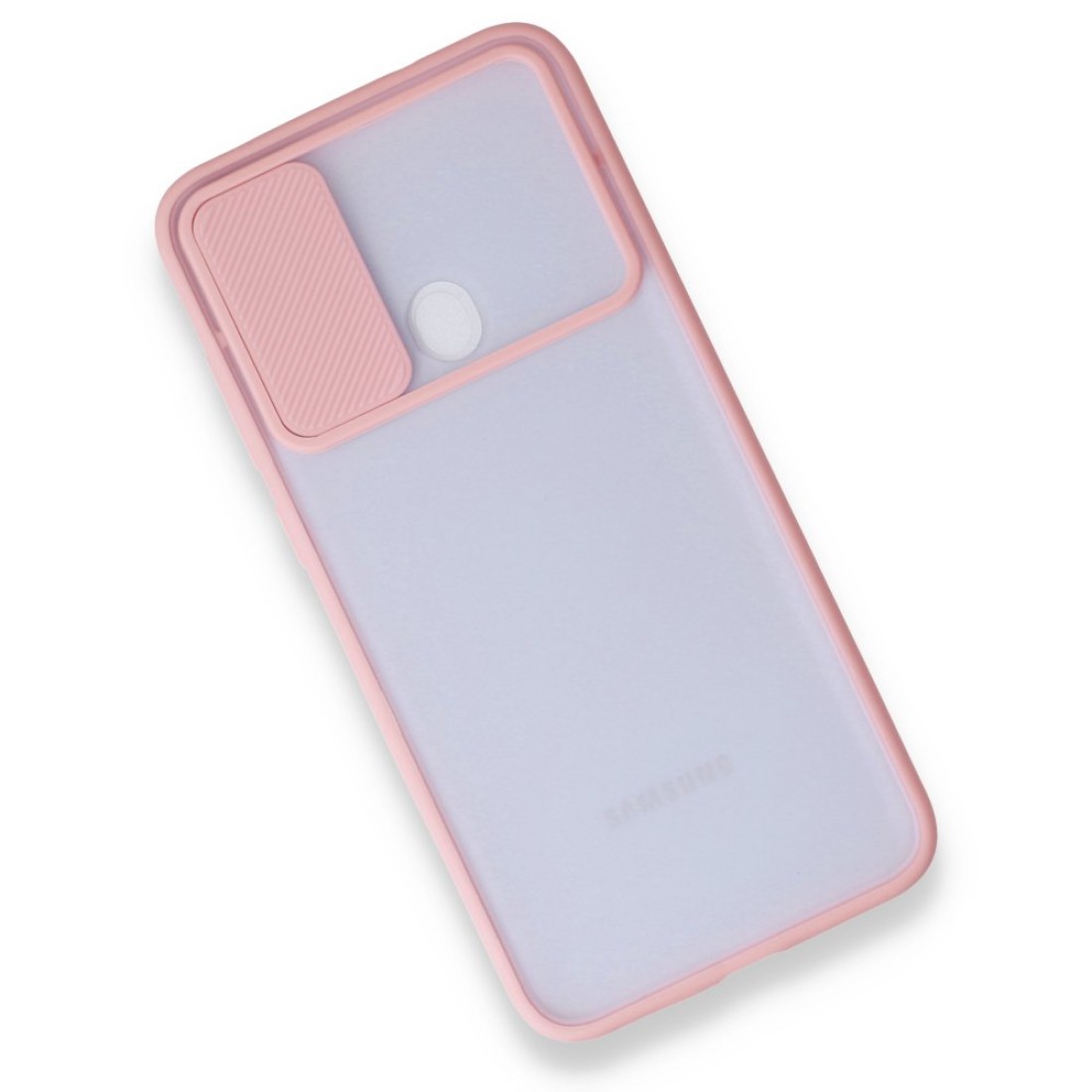  Samsung Galaxy M11 Kılıf Palm Buzlu Kamera Sürgülü Silikon - Pembe