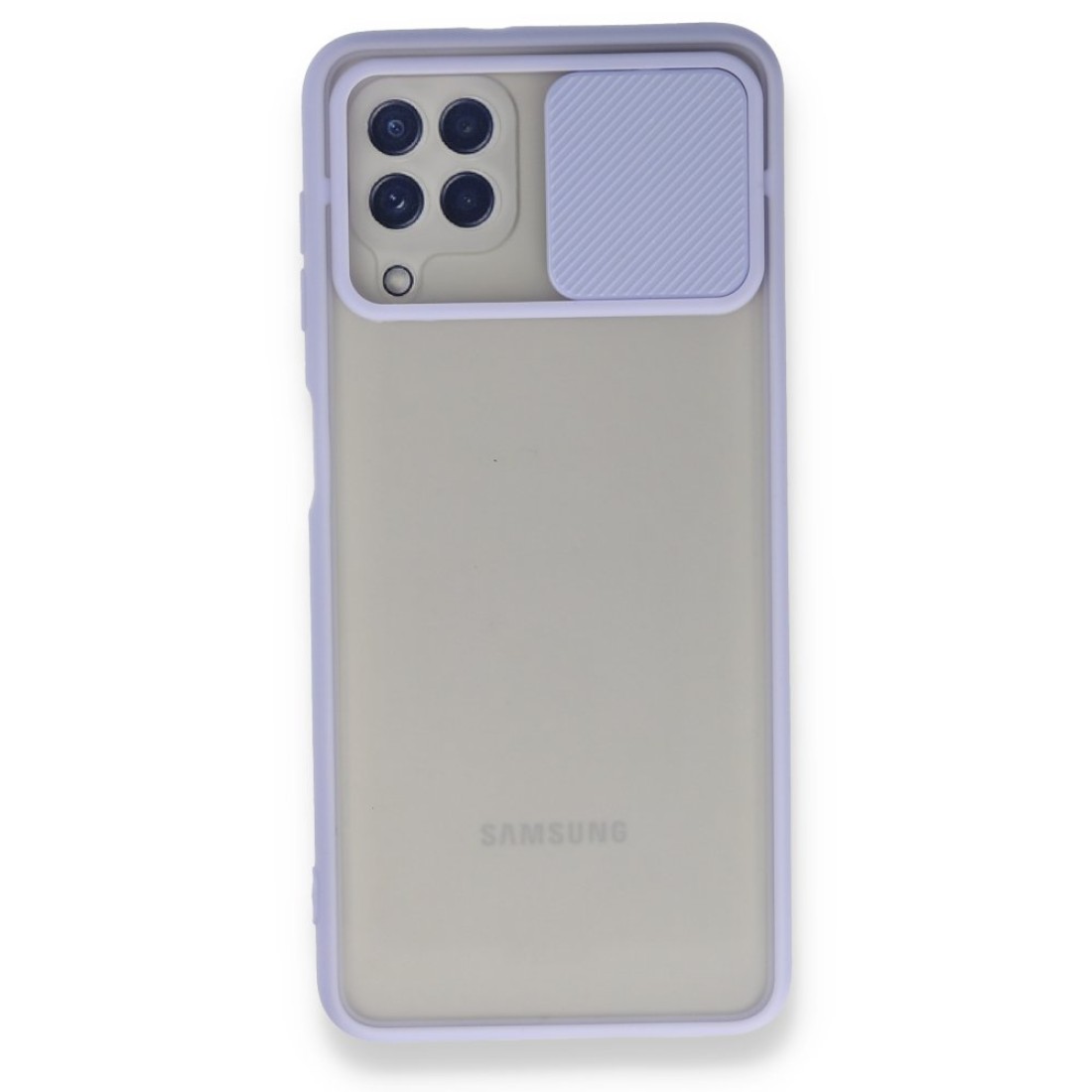  Samsung Galaxy M32 Kılıf Palm Buzlu Kamera Sürgülü Silikon - Lila