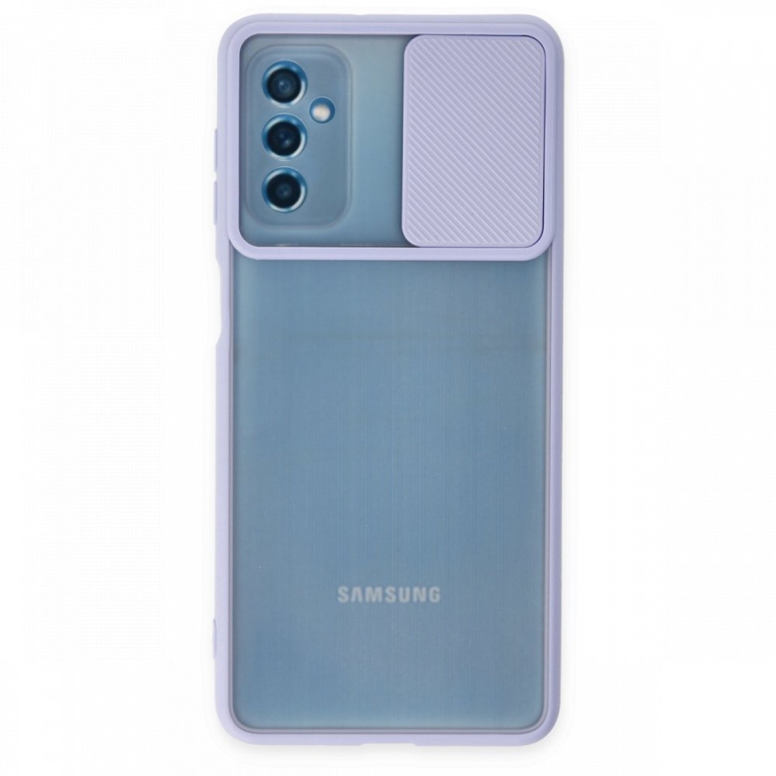  Samsung Galaxy M52 5G Kılıf Palm Buzlu Kamera Sürgülü Silikon - Lila