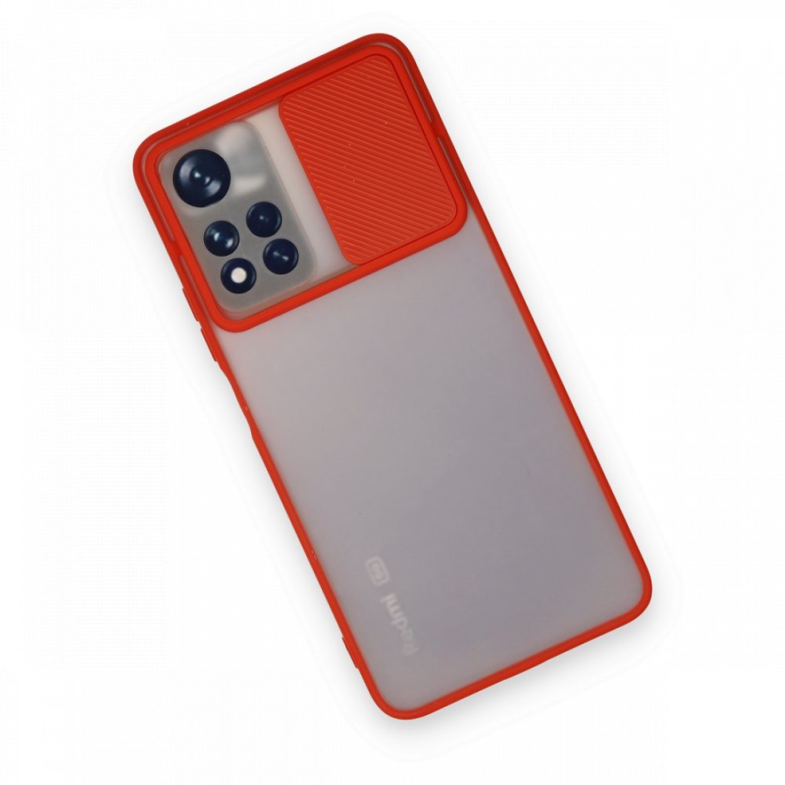  Xiaomi Redmi Note 11T Kılıf Palm Buzlu Kamera Sürgülü Silikon - Kırmızı