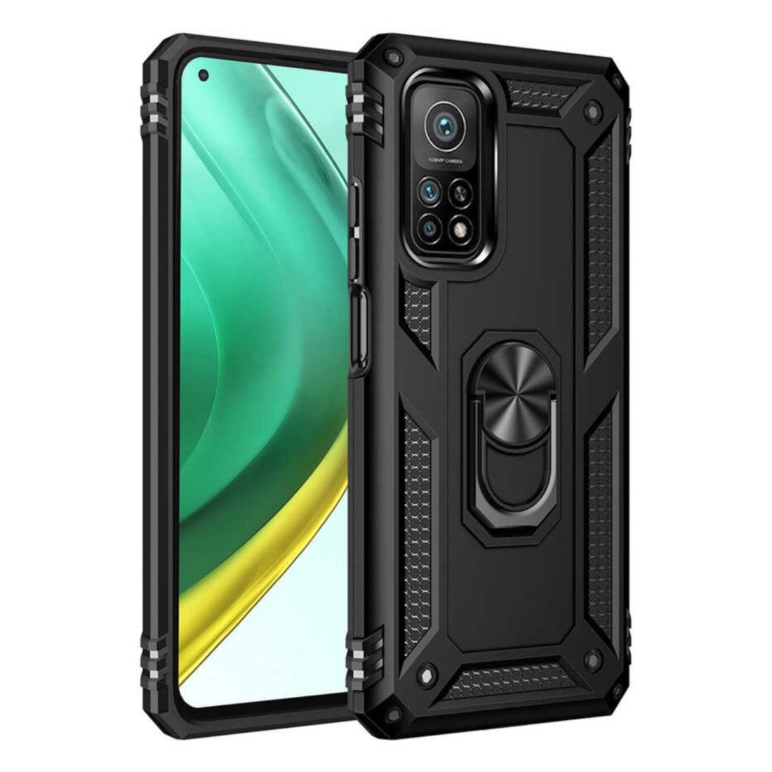  Xiaomi Mi 10T Pro Kılıf Sofya Yüzüklü Silikon Kapak - Siyah