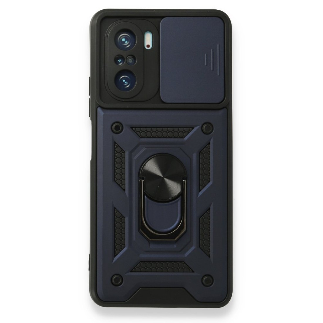  Xiaomi Redmi K40 Kılıf Pars Lens Yüzüklü Silikon - Lacivert