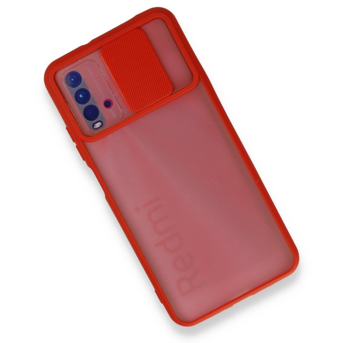  Xiaomi Redmi 9T Kılıf Palm Buzlu Kamera Sürgülü Silikon - Kırmızı