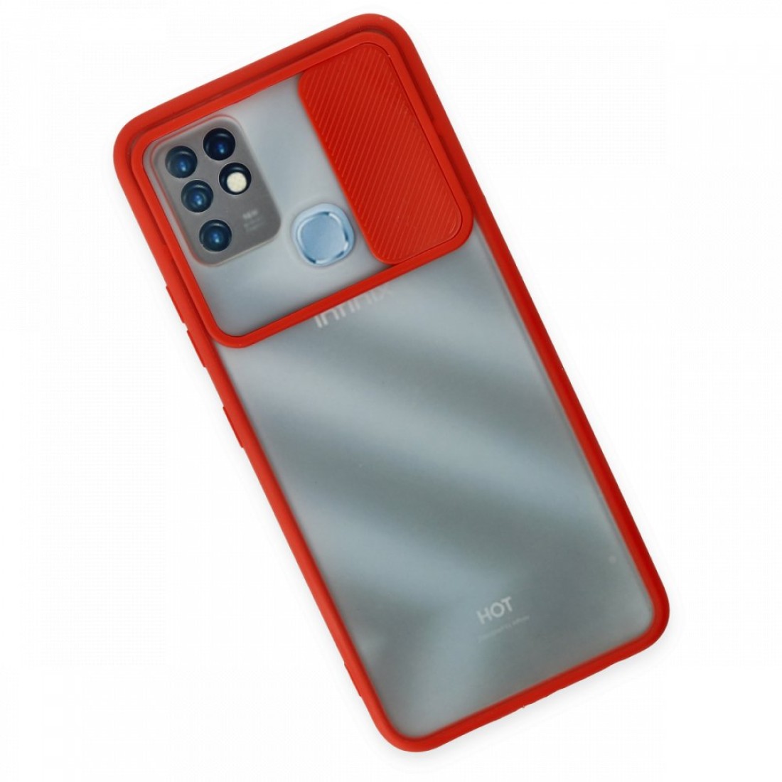 İnfinix Hot 10 Kılıf Palm Buzlu Kamera Sürgülü Silikon - Kırmızı İnfinix Hot 10 Kılıf Palm Buzlu Kamera Sürgülü Silikon - Kırmızı