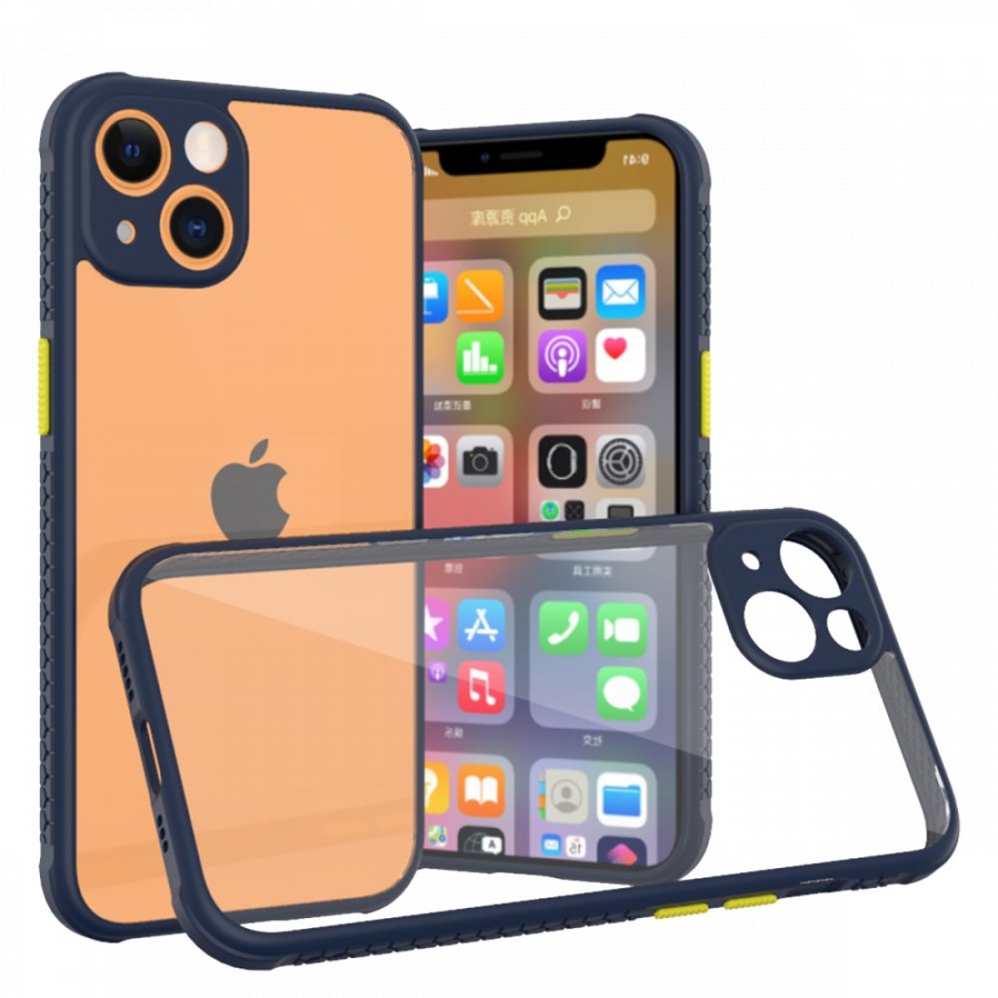  iPhone 13 Mini Kılıf Miami Şeffaf Silikon - Lacivert