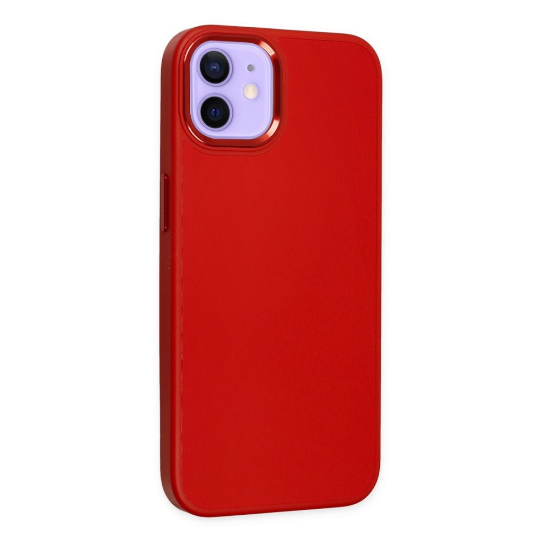 iPhone 12 Kılıf Asya Deri Silikon - Kırmızı iPhone 12 Kılıf Asya Deri Silikon - Kırmızı