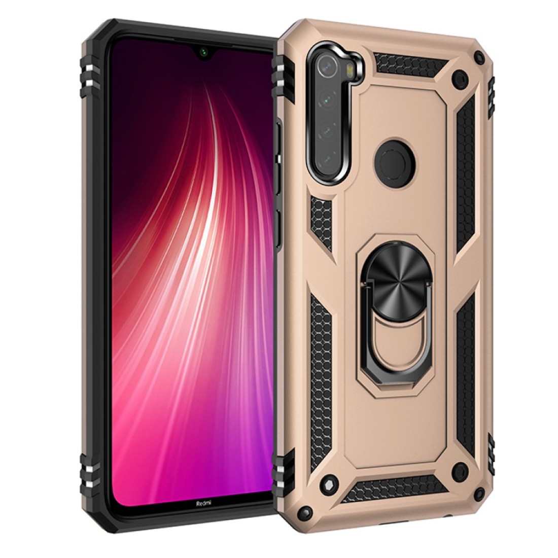  Xiaomi Redmi Note 8 Kılıf Sofya Yüzüklü Silikon Kapak - Gold