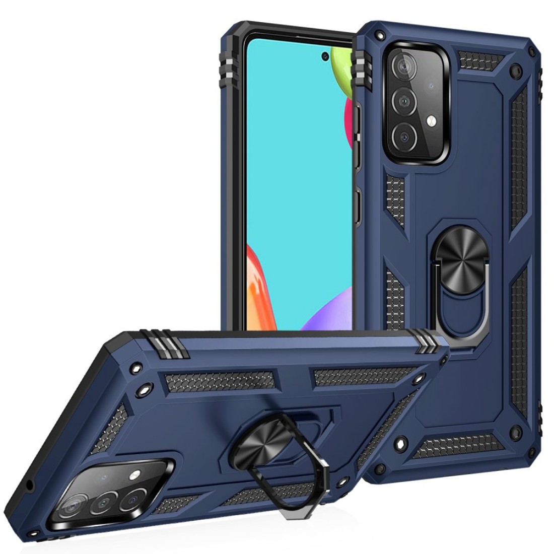  Samsung Galaxy A52 Kılıf Sofya Yüzüklü Silikon Kapak - Lacivert