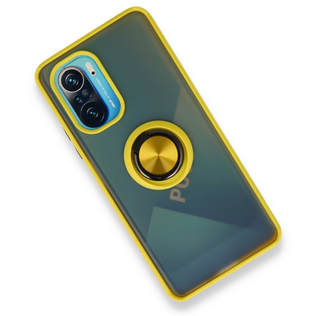 Xiaomi Redmi K40 Kılıf Montreal Yüzüklü Silikon Kapak - Sarı Xiaomi Redmi K40 Kılıf Montreal Yüzüklü Silikon Kapak - Sarı