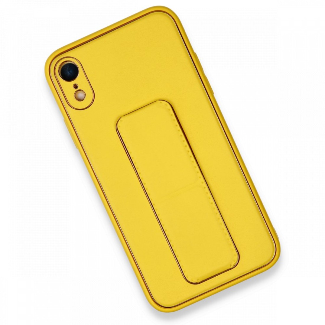  iPhone XR Kılıf Coco Deri Standlı Kapak - Sarı
