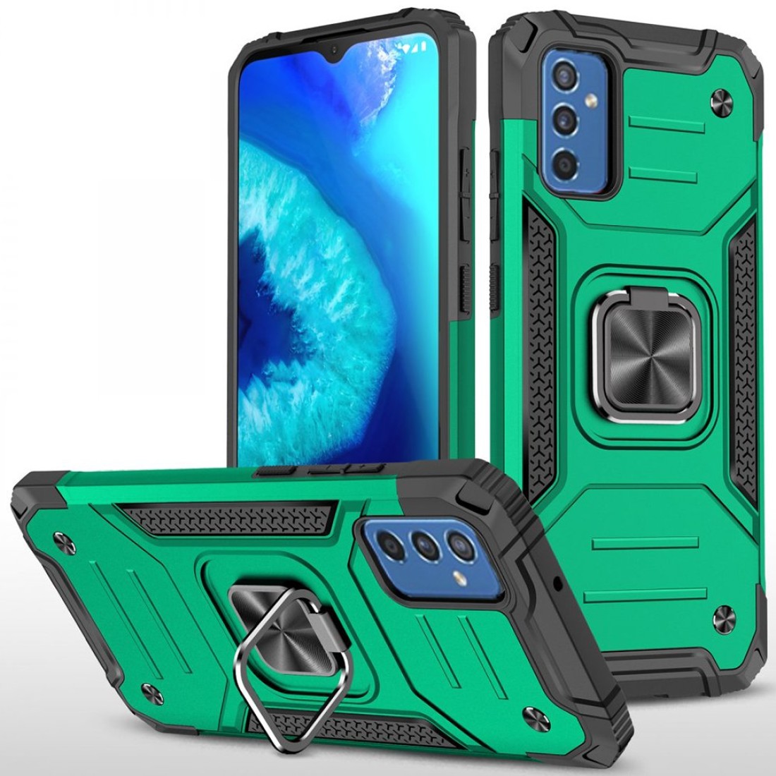  Samsung Galaxy M52 5G Kılıf Zegna Yüzüklü Silikon Kapak - Koyu Yeşil