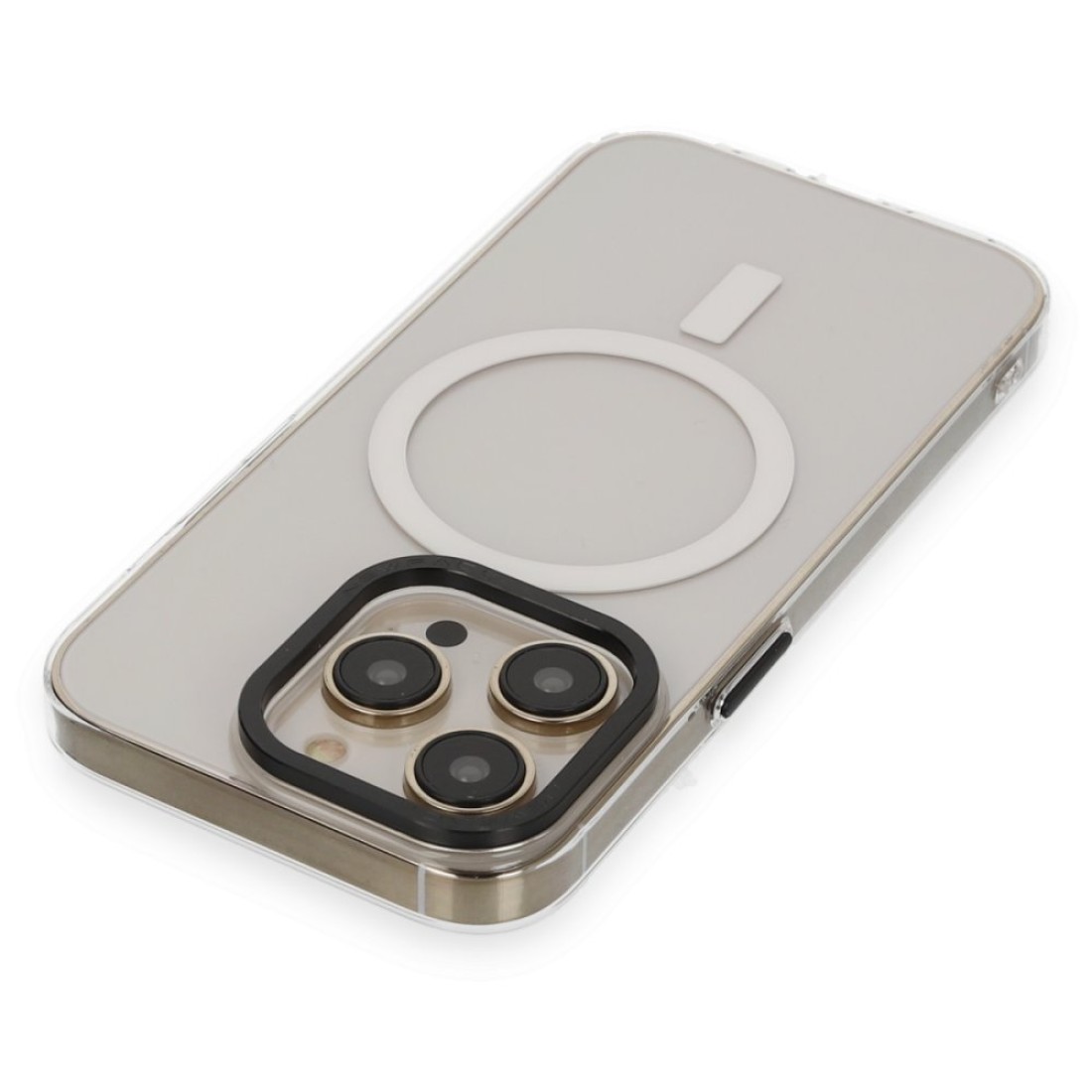  iPhone 14 Pro Kılıf Anka PC Magneticsafe Sert Metal Kapak - Şeffaf
