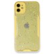  iPhone 12 Kılıf Platin Simli Silikon - Sarı