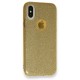  iPhone XS Kılıf Simli Katmanlı Silikon - Gold