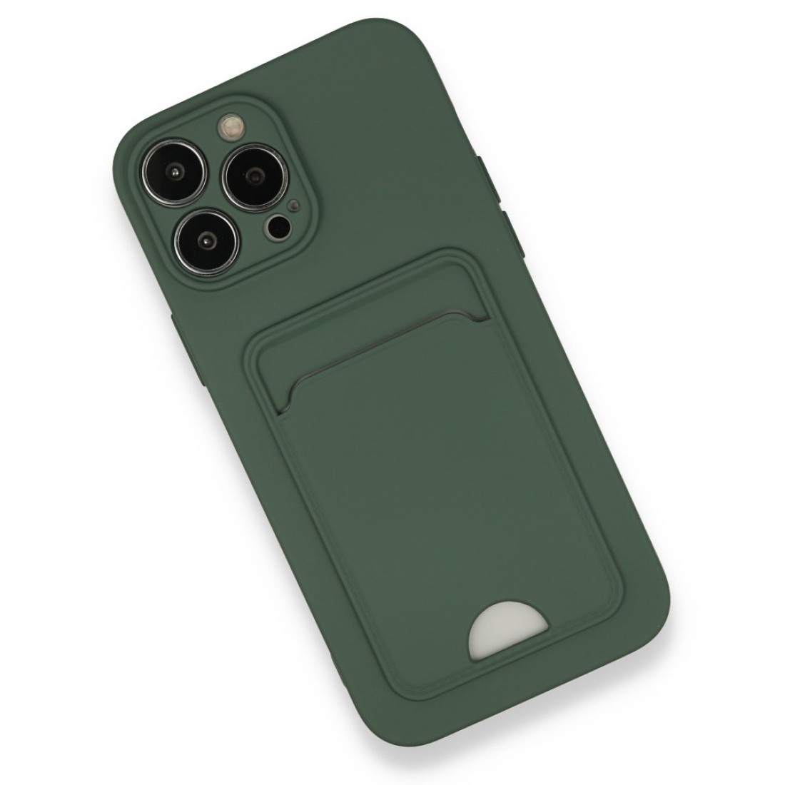 iPhone 13 Pro Max Kılıf Kelvin Kartvizitli Silikon - Koyu Yeşil iPhone 13 Pro Max Kılıf Kelvin Kartvizitli Silikon - Koyu Yeşil