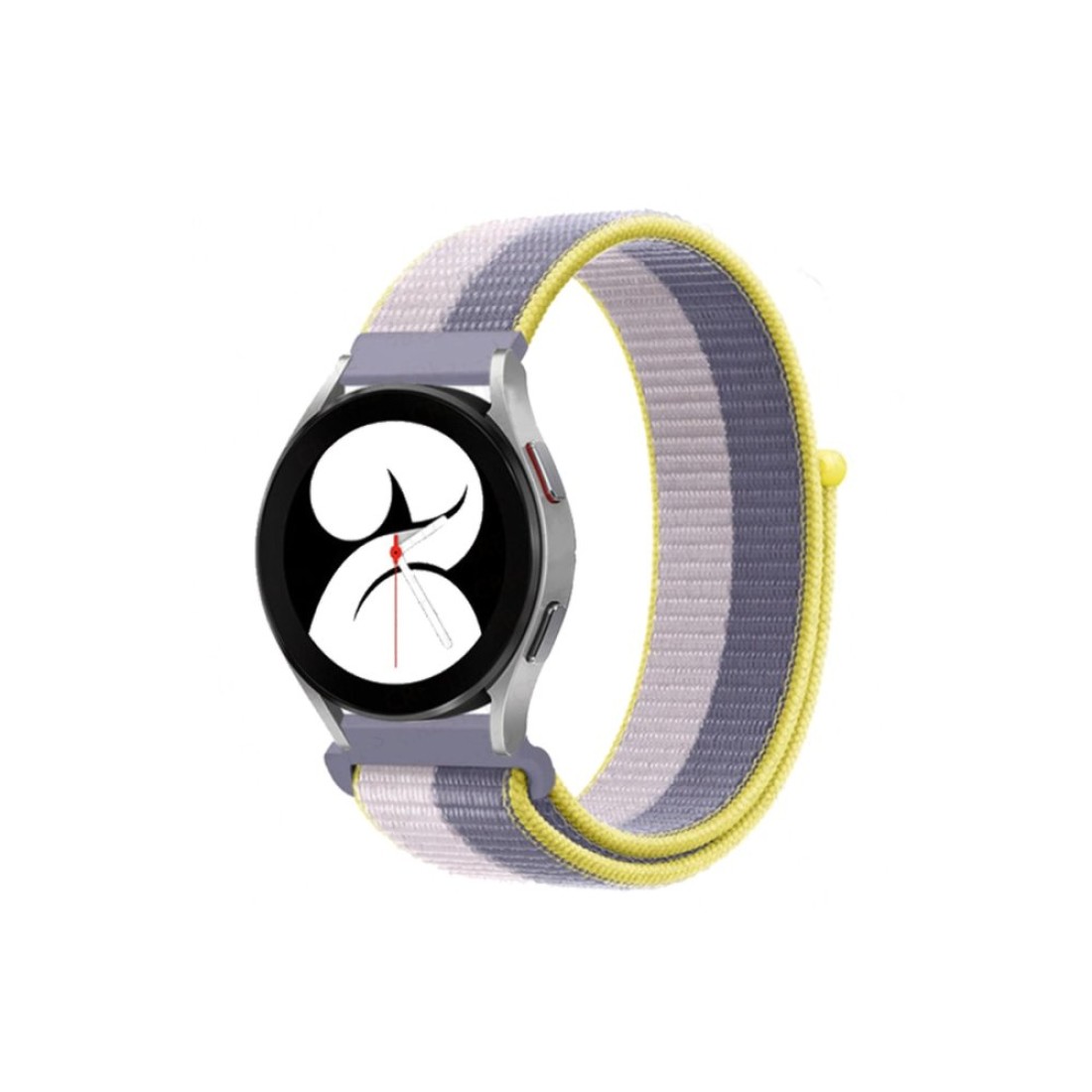  Samsung Galaxy Watch 5 Hasırlı Cırtcırtlı Kordon - Gri-Beyaz