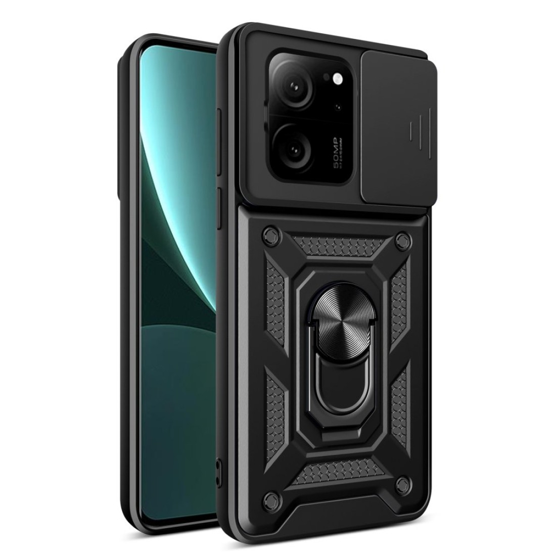  Xiaomi Mi 13T Kılıf Pars Lens Yüzüklü Silikon - Siyah