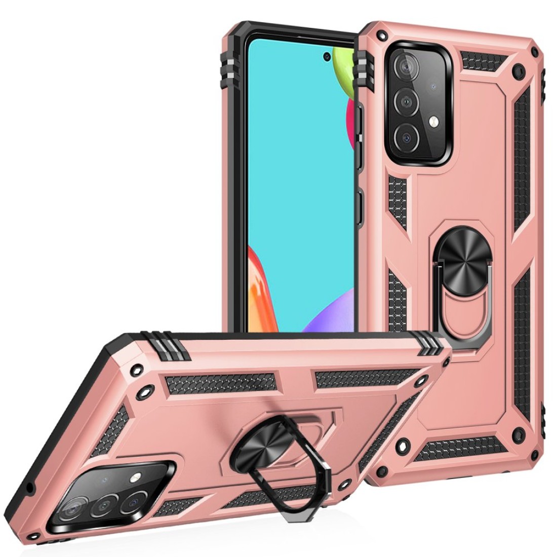  Samsung Galaxy A52 Kılıf Sofya Yüzüklü Silikon Kapak - Rose