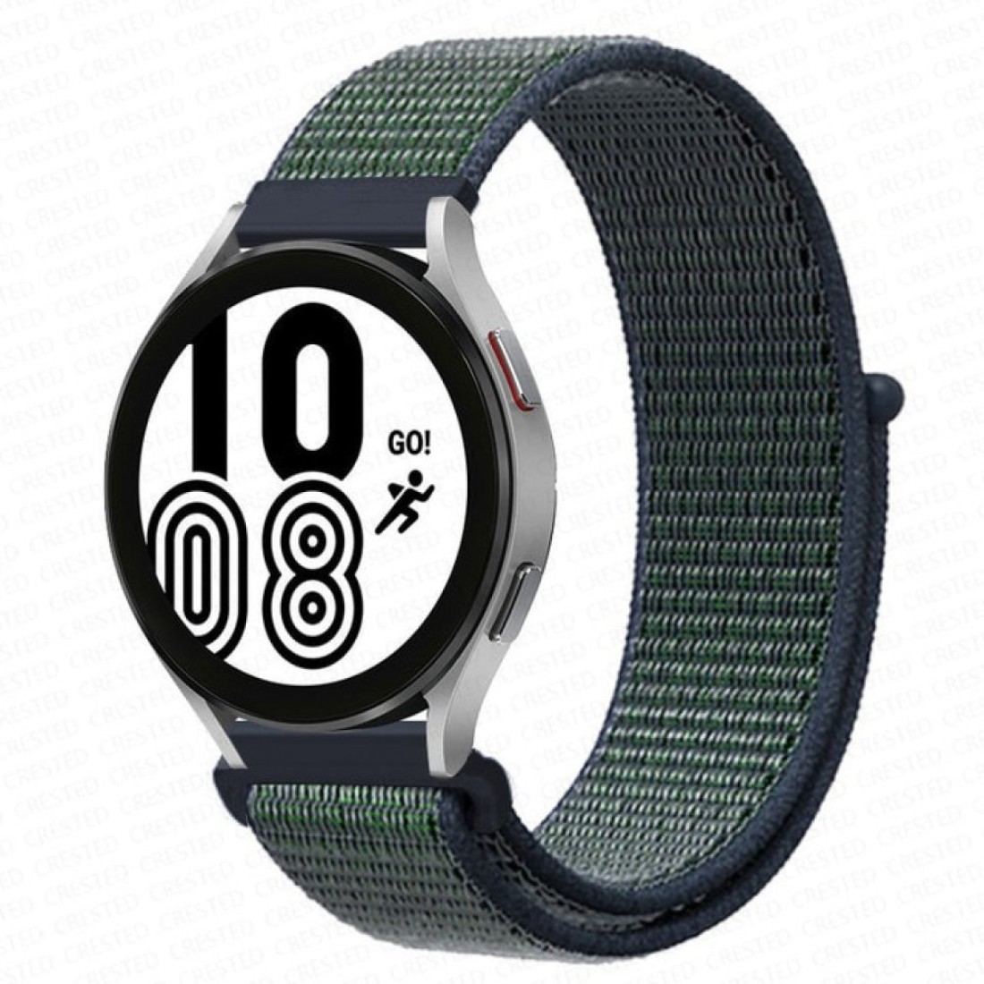  Samsung Galaxy Watch 4 Hasırlı Cırtcırtlı Kordon - Lacivert-Yeşil