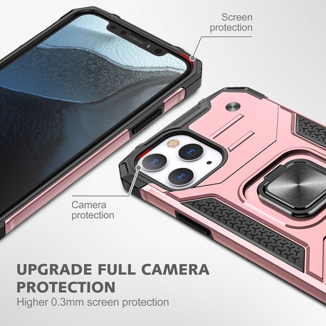  iPhone 13 Pro Max Kılıf Zegna Yüzüklü Silikon Kapak - Rose