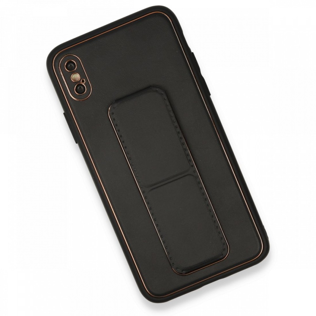  iPhone XS Max Kılıf Coco Deri Standlı Kapak - Siyah