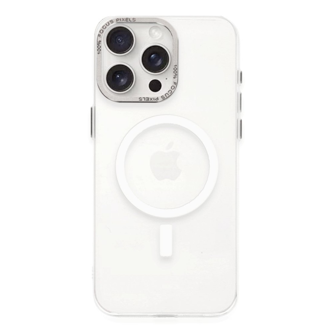  iPhone 15 Pro Kılıf Anka PC Magneticsafe Sert Metal Kapak - Şeffaf