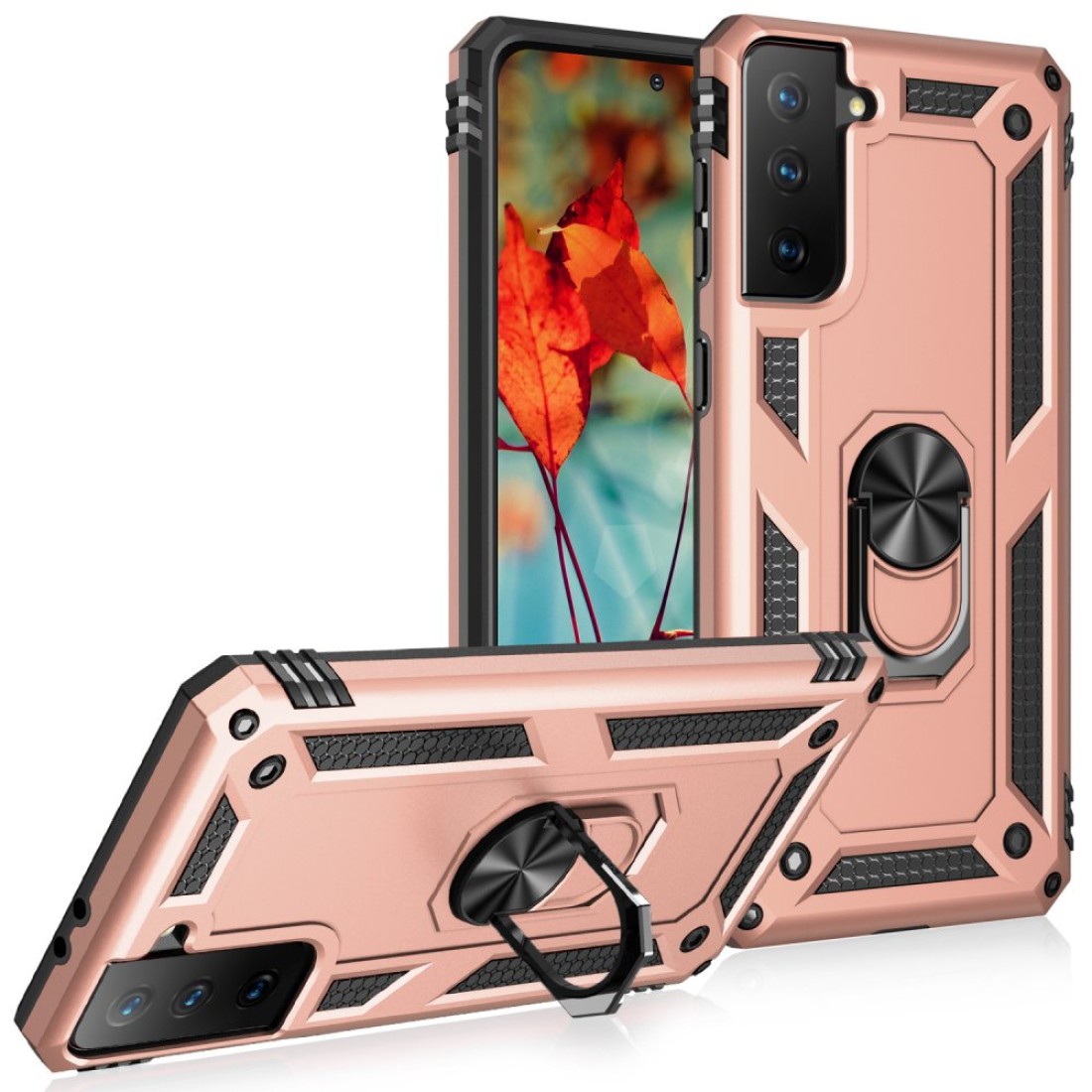 Samsung Galaxy S21 Plus Kılıf Sofya Yüzüklü Silikon Kapak - Rose Samsung Galaxy S21 Plus Kılıf Sofya Yüzüklü Silikon Kapak - Rose