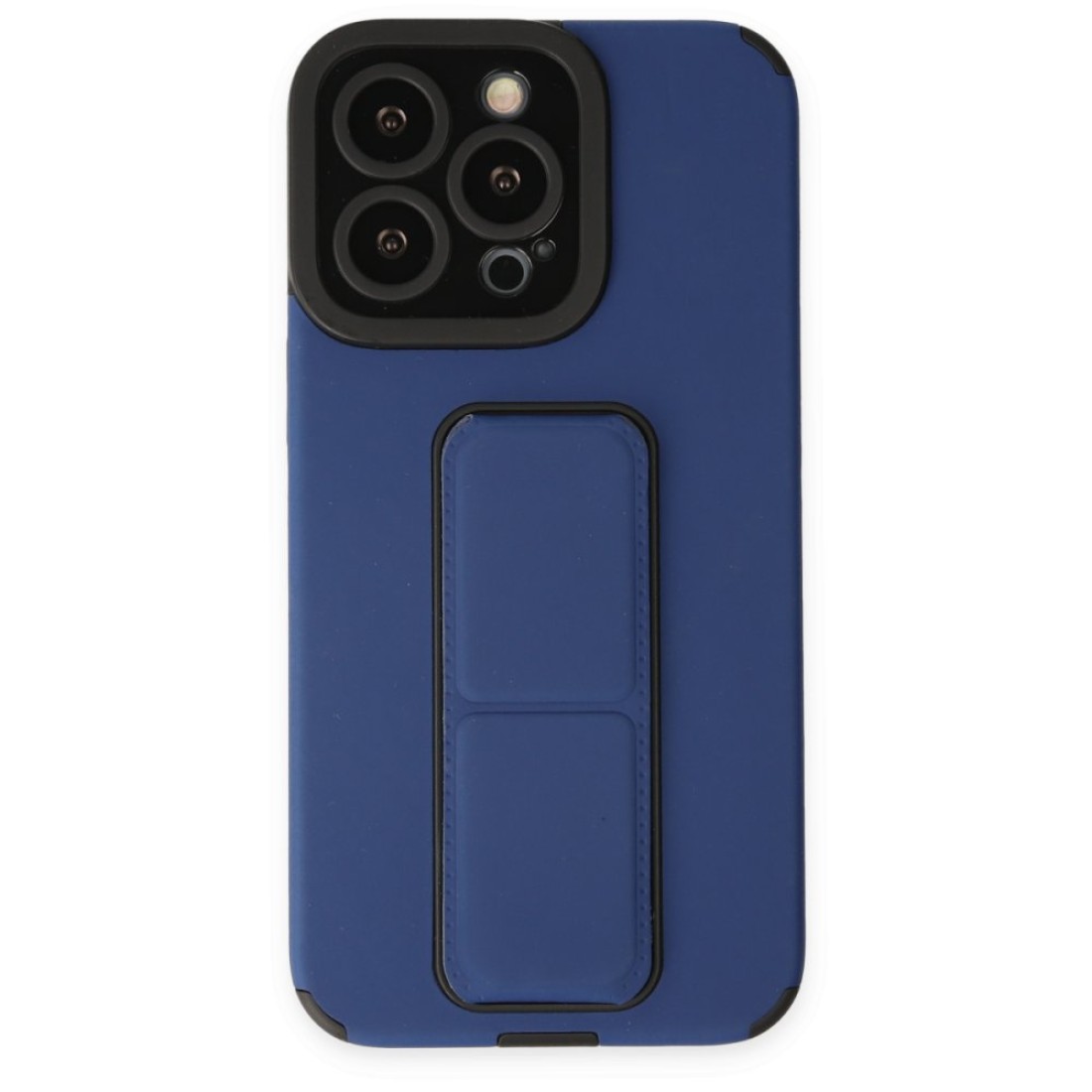 iPhone 14 Pro Kılıf Mega Standlı Silikon - Mavi