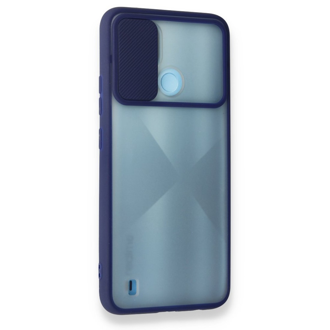  Realme C21 Kılıf Palm Buzlu Kamera Sürgülü Silikon - Lacivert
