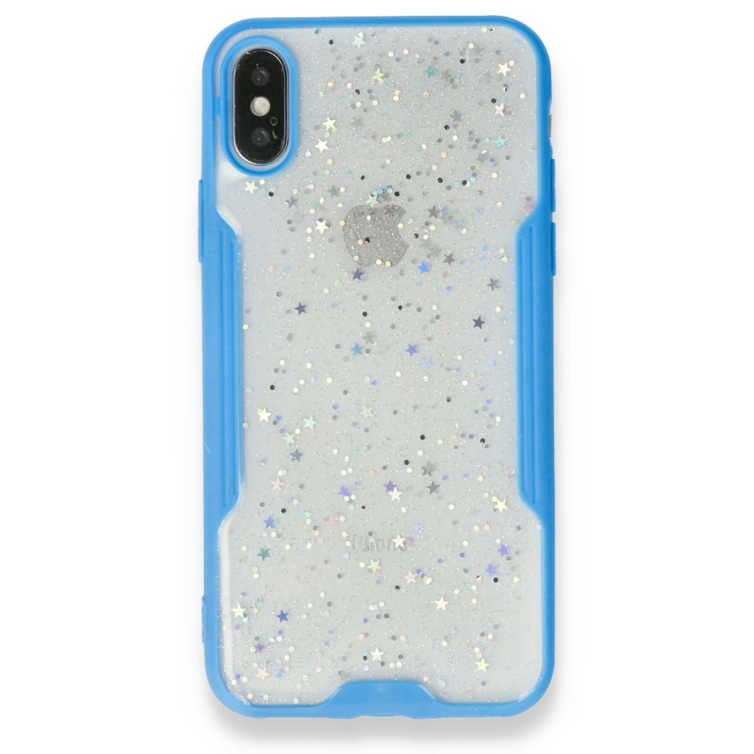  iPhone XS Kılıf Platin Simli Silikon - Mavi