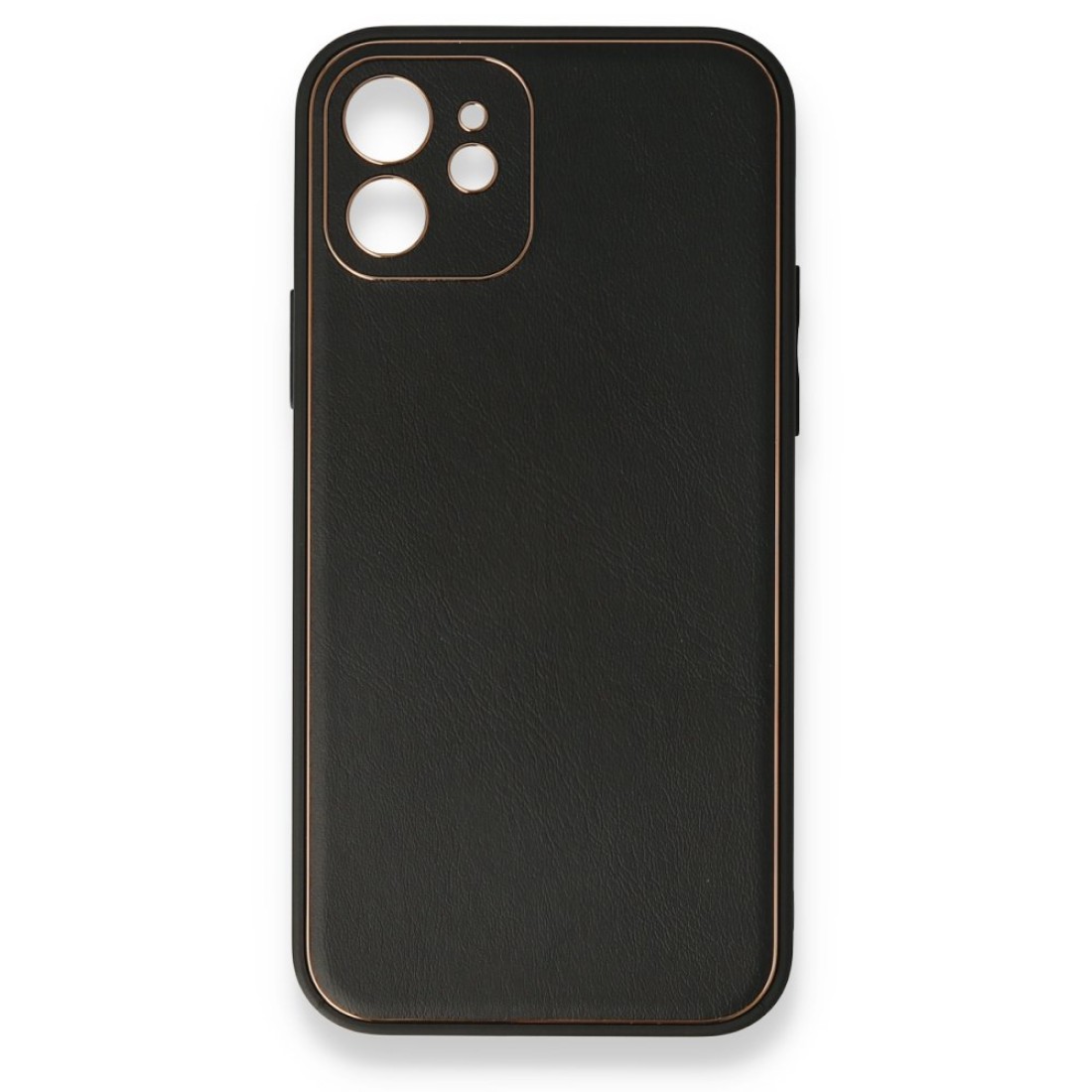  iPhone 12 Mini Kılıf Coco Deri Silikon Kapak - Siyah