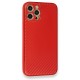 iPhone 12 Pro Kılıf Coco Karbon Silikon - Kırmızı iPhone 12 Pro Kılıf Coco Karbon Silikon - Kırmızı