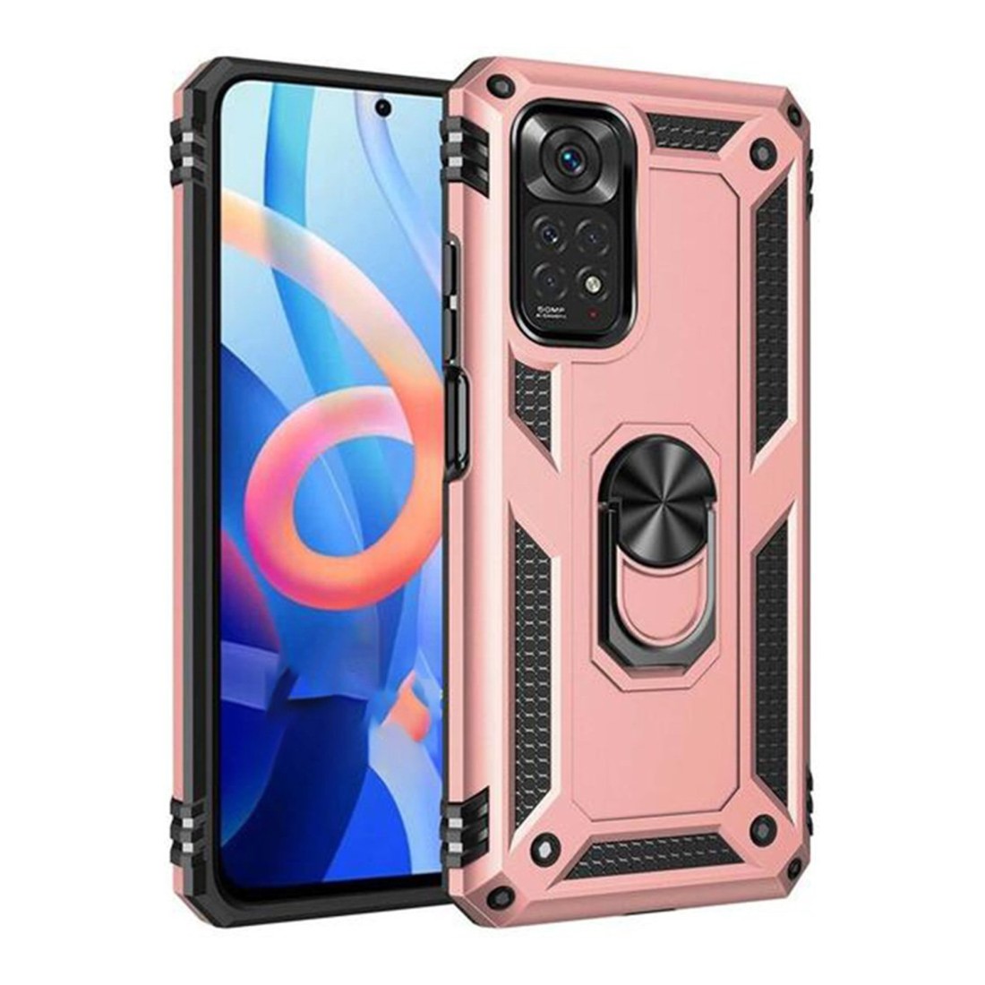  Xiaomi Redmi Note 12S Kılıf Sofya Yüzüklü Silikon Kapak - Rose