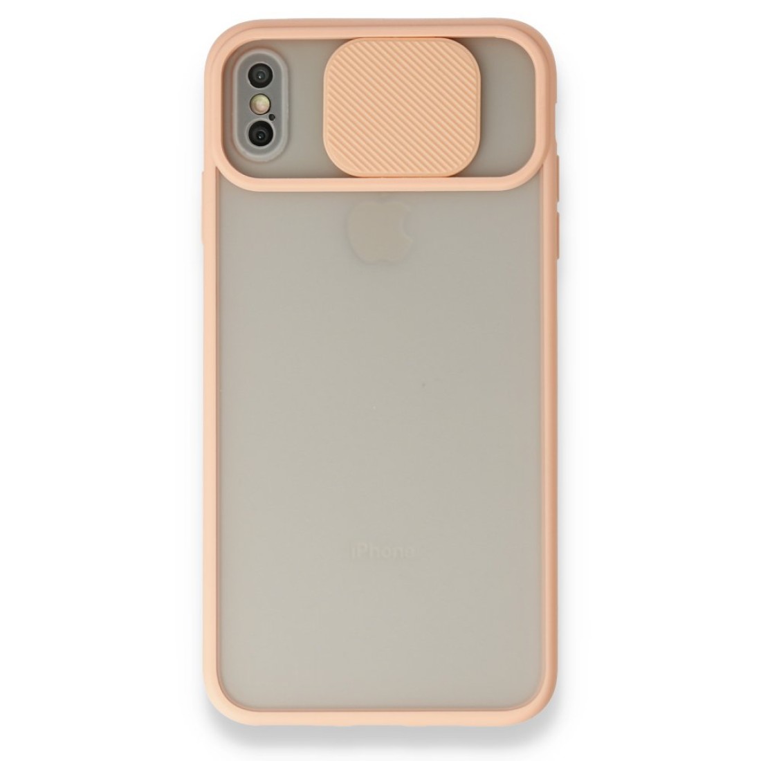  iPhone XS Max Kılıf Palm Buzlu Kamera Sürgülü Silikon - Pembe